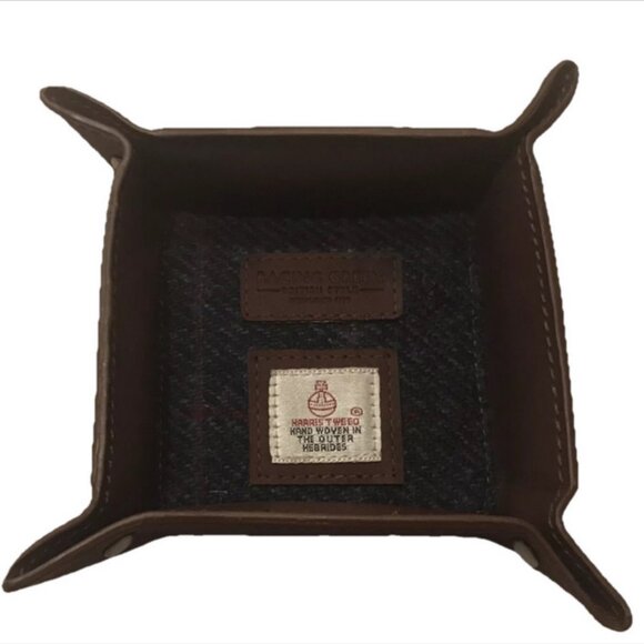 Harris Tweed Castle Bay Leather Wool Coin Valet Tray - Picture 1 of 3